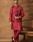 Onion Pink Printed Nehru Jacket Set