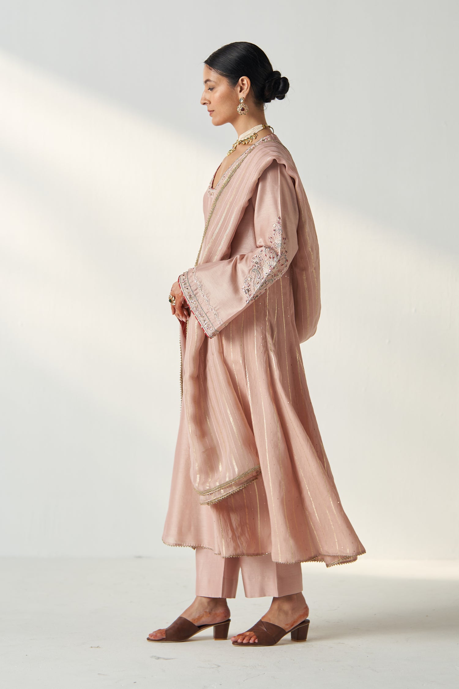 Palak Blush Pink Anarkali Pant Set