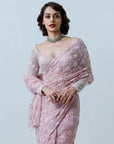 Elegant Pink Color Saree With Beautiful Trail