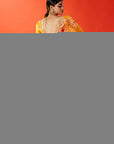 Mustard Organza Satin Floral Printed Lehenga Set