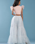 White Tulle Tiered Sharara Set