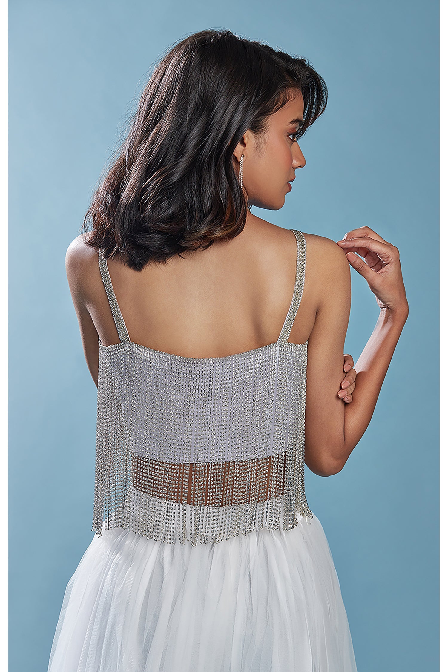 Crystal Tulle Tiered Sharara Set