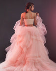 Blush Pink Polyester Mesh & Tulle Lehenga Set