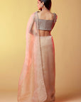 Gold Silk Organza Hand Embroidered Saree