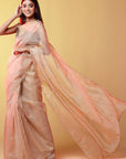 Gold Silk Organza Hand Embroidered Saree