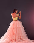 Blush Pink Polyester Mesh & Tulle Lehenga Set