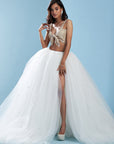 Crystal Polyester Mesh Lehenga Set
