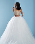Crystal Polyester Mesh Lehenga Set