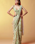 Mint Cotton Digital Printed Saree Set
