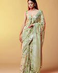 Mint Cotton Digital Printed Saree Set
