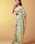 Mint Cotton Digital Printed Saree Set