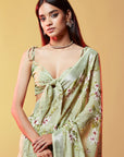 Mint Cotton Digital Printed Saree Set