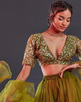 Olive Tulle Sharara Set