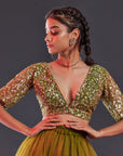 Olive Tulle Sharara Set