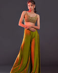 Olive Gajji Silk Sharara Set