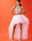 Lilac Tulle Embellished Lehenga Set