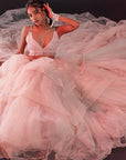 Blush Pink Polyester Mesh & Tulle Lehenga Set