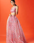 Pink Silk Organza Lehenga Set