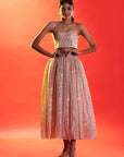 Gold Tulle Sequins Embellished Lehenga Set