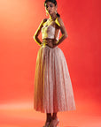 Gold Tulle Sequins Embellished Lehenga Set