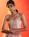 Gold Tulle Sequins Embellished Lehenga Set