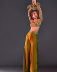 Olive Green Silk Pant Set
