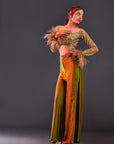 Olive Green Silk Pant Set