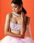 Lavender Liquid Organza Satin Embroidered Dupatta