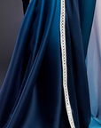 Blush Pink & Blue Ombre Satin Embellished Saree Set