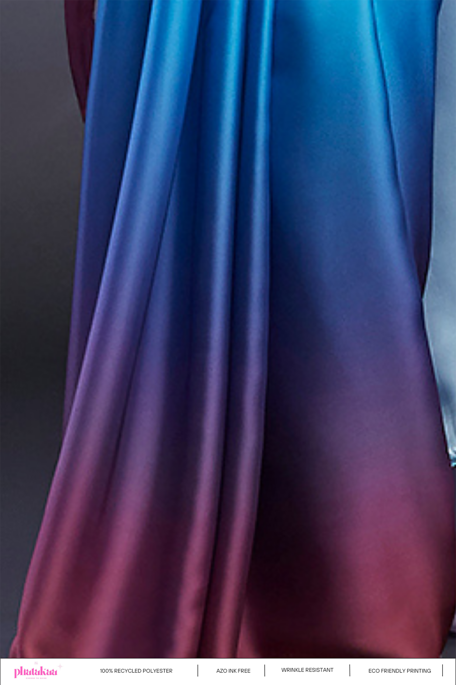 Multi-Colored Satin Embellished Ombre Saree Set