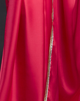 Coral Satin & Velvet Embellished Saree Set
