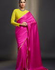 Rani Satin Embellished Saree Set