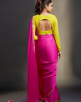 Rani Satin Embellished Saree Set