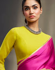 Rani Satin Embellished Saree Set