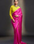 Rani Satin Embellished Saree Set