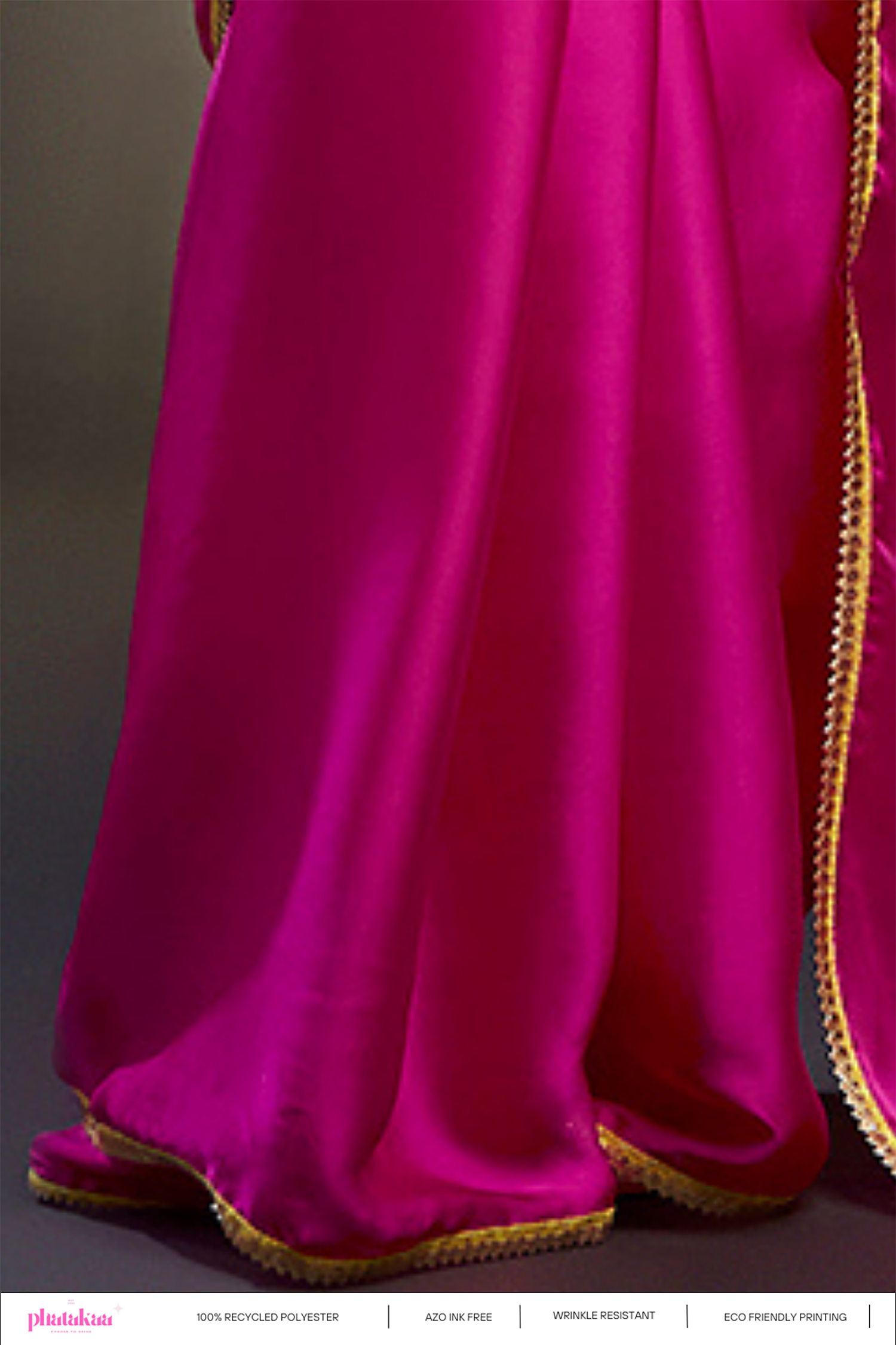 Rani Satin Embellished Saree Set