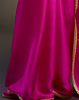 Rani Satin Embellished Saree Set