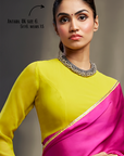 Rani Satin Embellished Saree Set