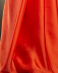 Orange Satin Embellished Saree Set