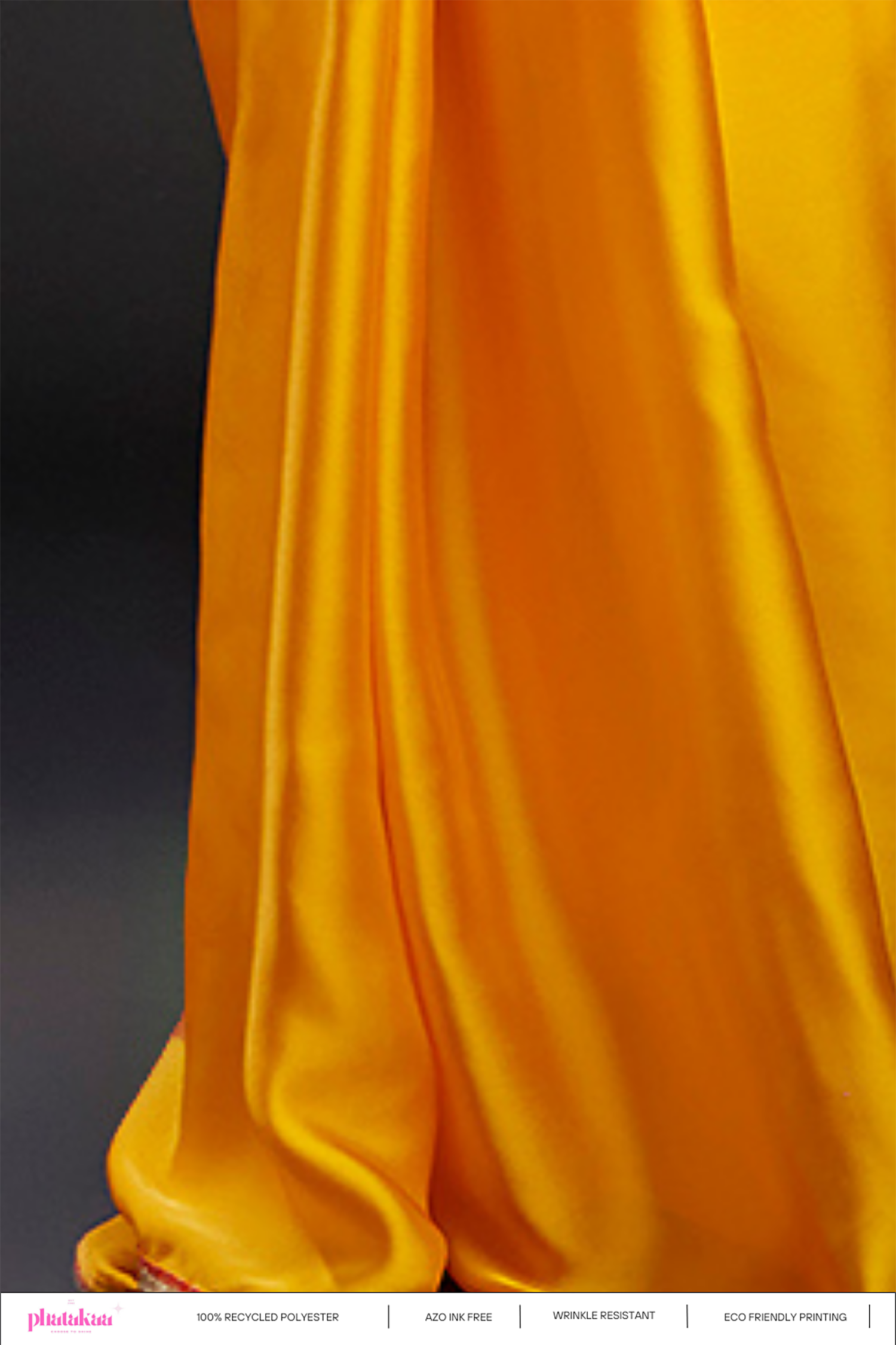 Yellow Satin Embellished Saree Set