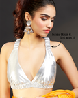 Yellow Satin Embellished Saree Set