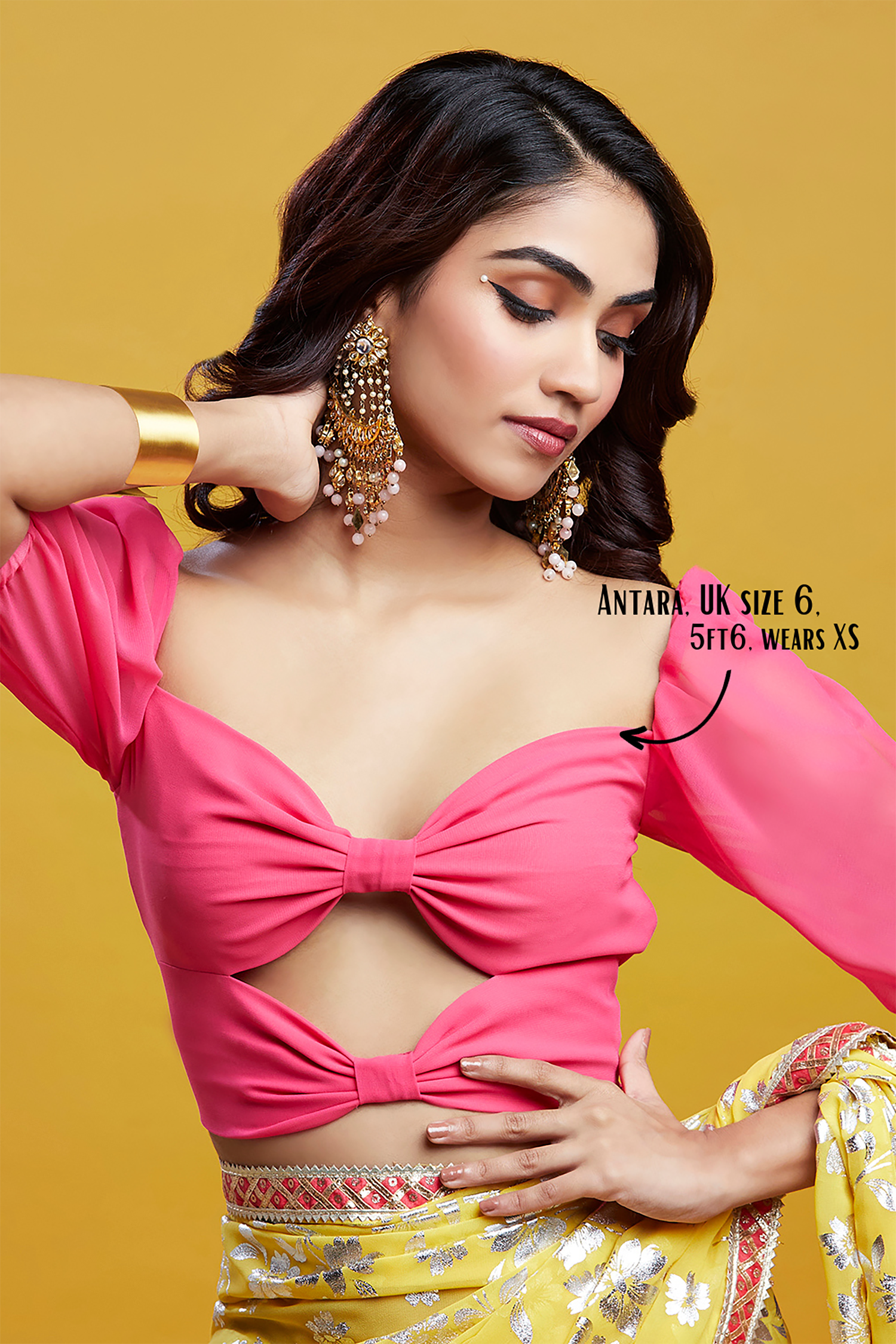 Yellow Georgette & Recycled Polyester Barfi Saree Set