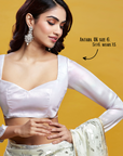 White & Silver Georgette & Recycled Polyester Barfi Saree Set