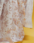 White & Gold Georgette Barfi Saree Set