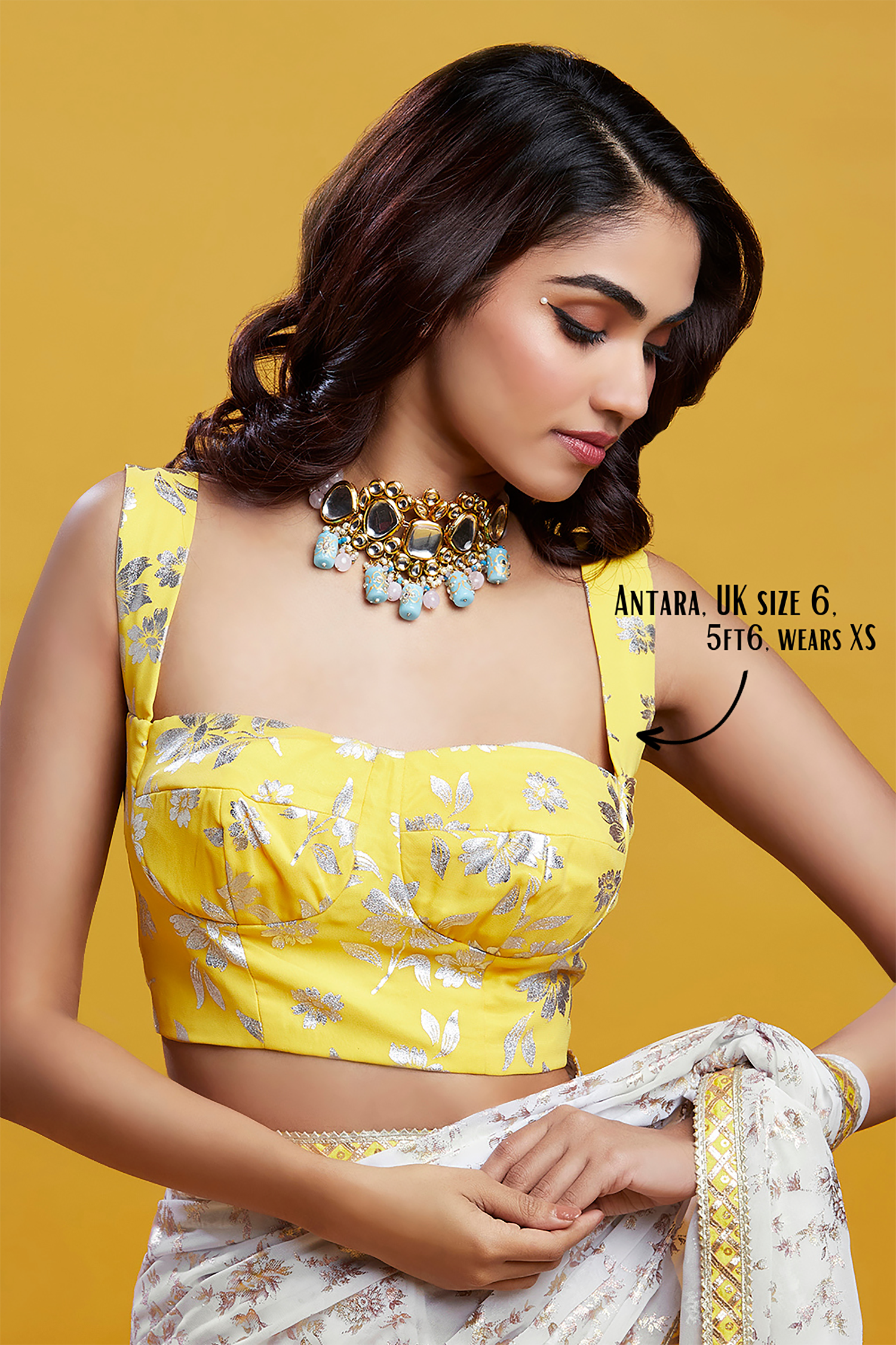 White & Gold Georgette Barfi Saree Set