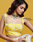 White & Gold Georgette Barfi Saree Set