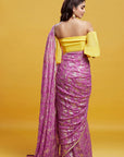 Purple Georgette & Recycled Polyester Barfi Saree Set