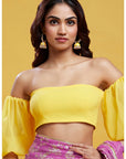 Purple Georgette & Recycled Polyester Barfi Saree Set
