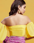 Purple Georgette & Recycled Polyester Barfi Saree Set