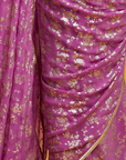 Purple Georgette & Recycled Polyester Barfi Saree Set